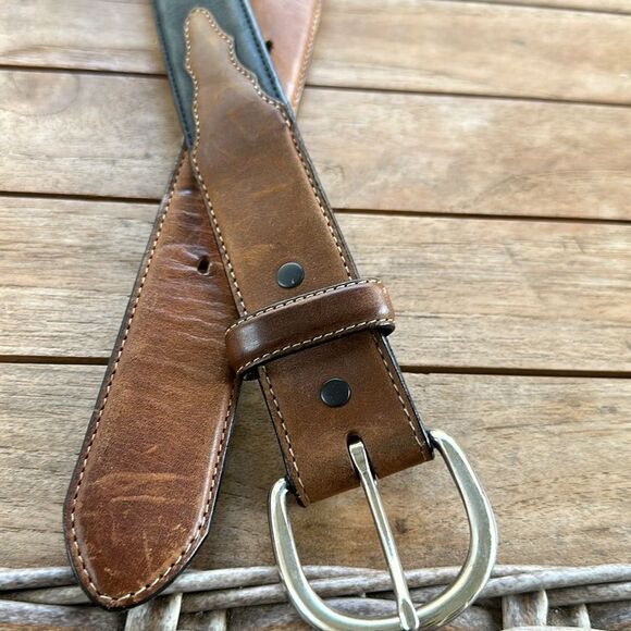 Men Silver Creek Western Work Belt (BLACK/BROWN) 36